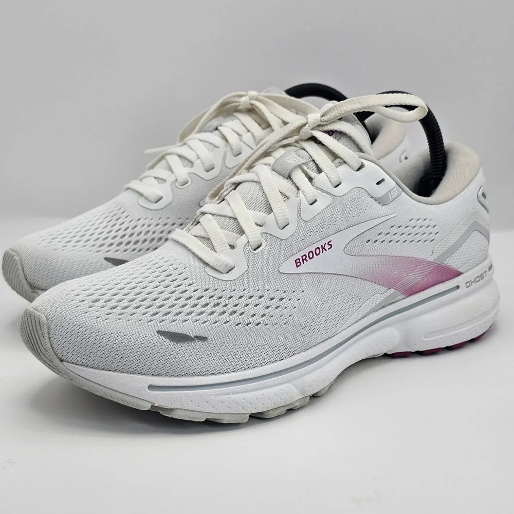 Brooks Ghost 15 Women's 9B White Oyster Viola Running Shoes 1203801B195